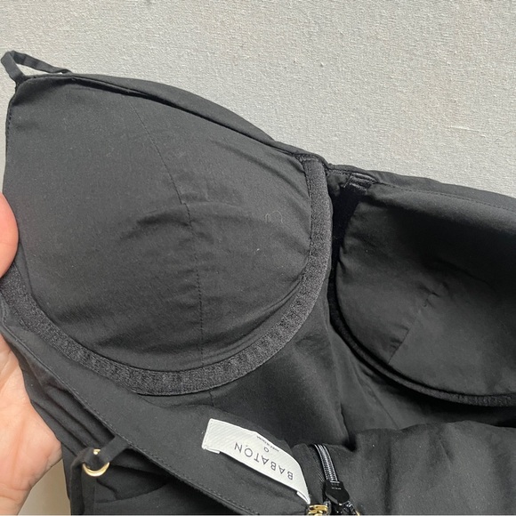 Babaton Belleza ruched body-con cotton poplin dress Sz 0 - Picture 6 of 12